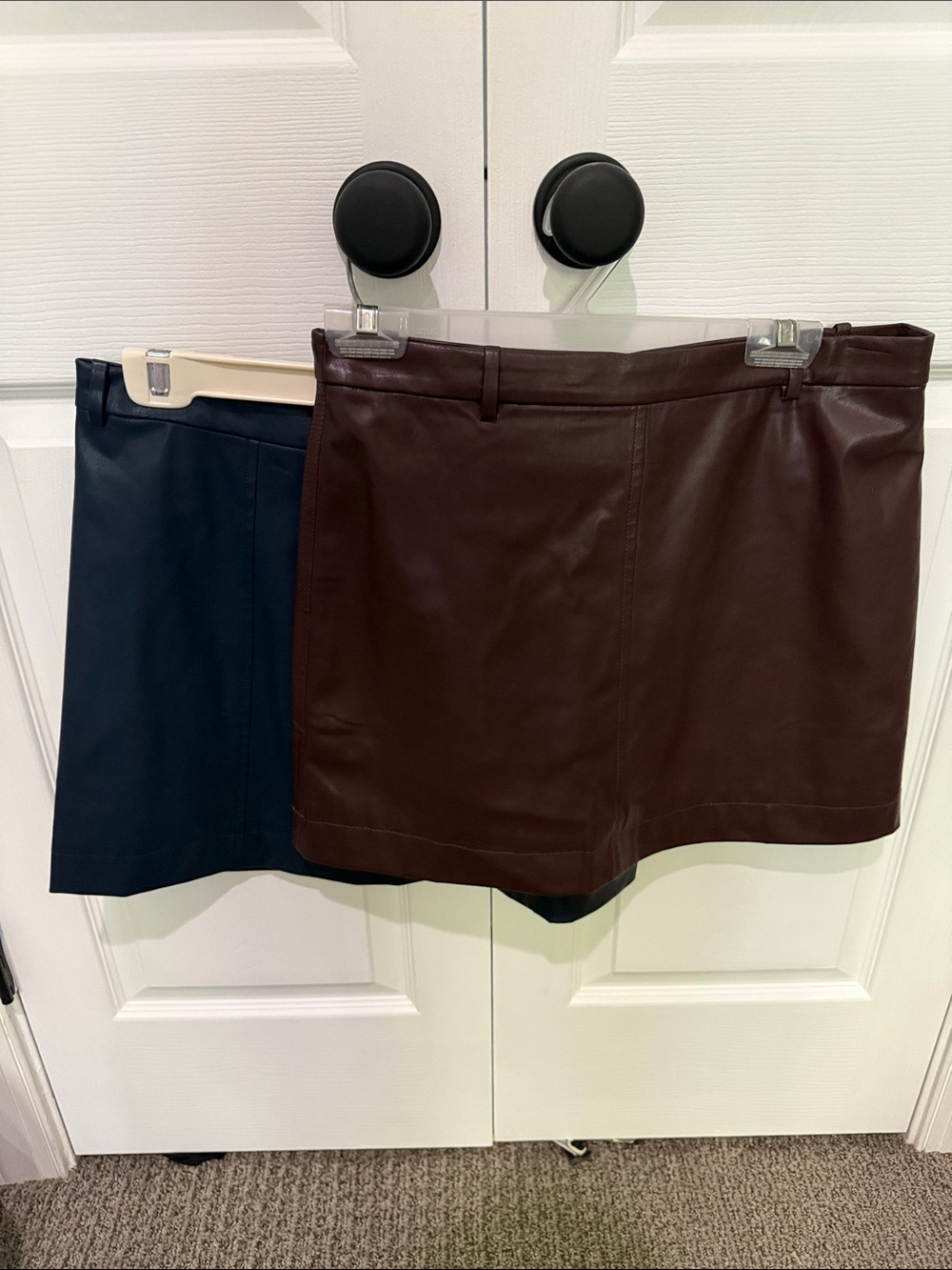 JCrew Faux Leather Mini Skirts - Brown and Navy